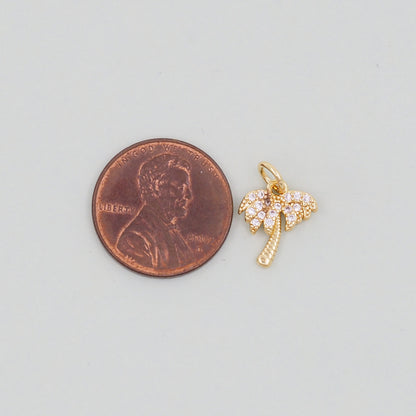 Gold Palm Tree Charms,18K Gold Filled Palm tree Pendant,Silver coconut tree Charm Bracelet Necklace for DIY Jewelry Making Supply
