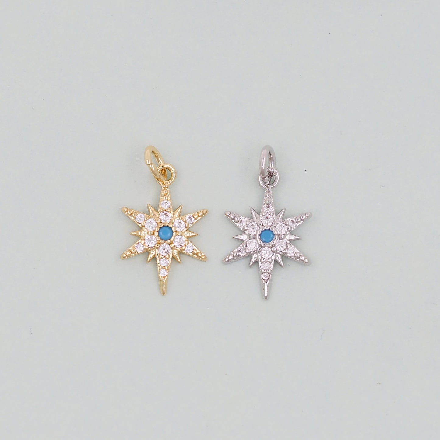 Gold Star Charms,18K Gold Filled Starburst Pendant,North Star Charm Bracelet Necklace for DIY Jewelry Making Supply
