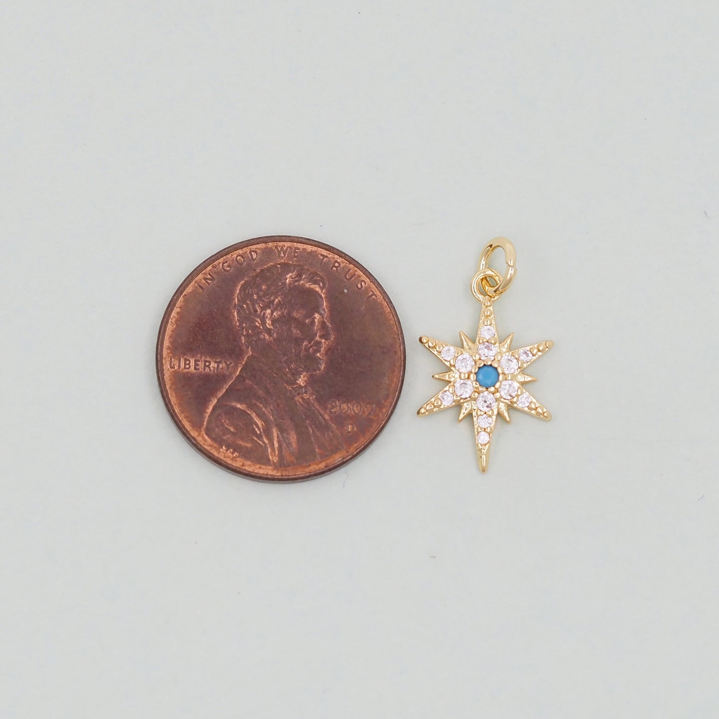 Gold Star Charms,18K Gold Filled Starburst Pendant,North Star Charm Bracelet Necklace for DIY Jewelry Making Supply