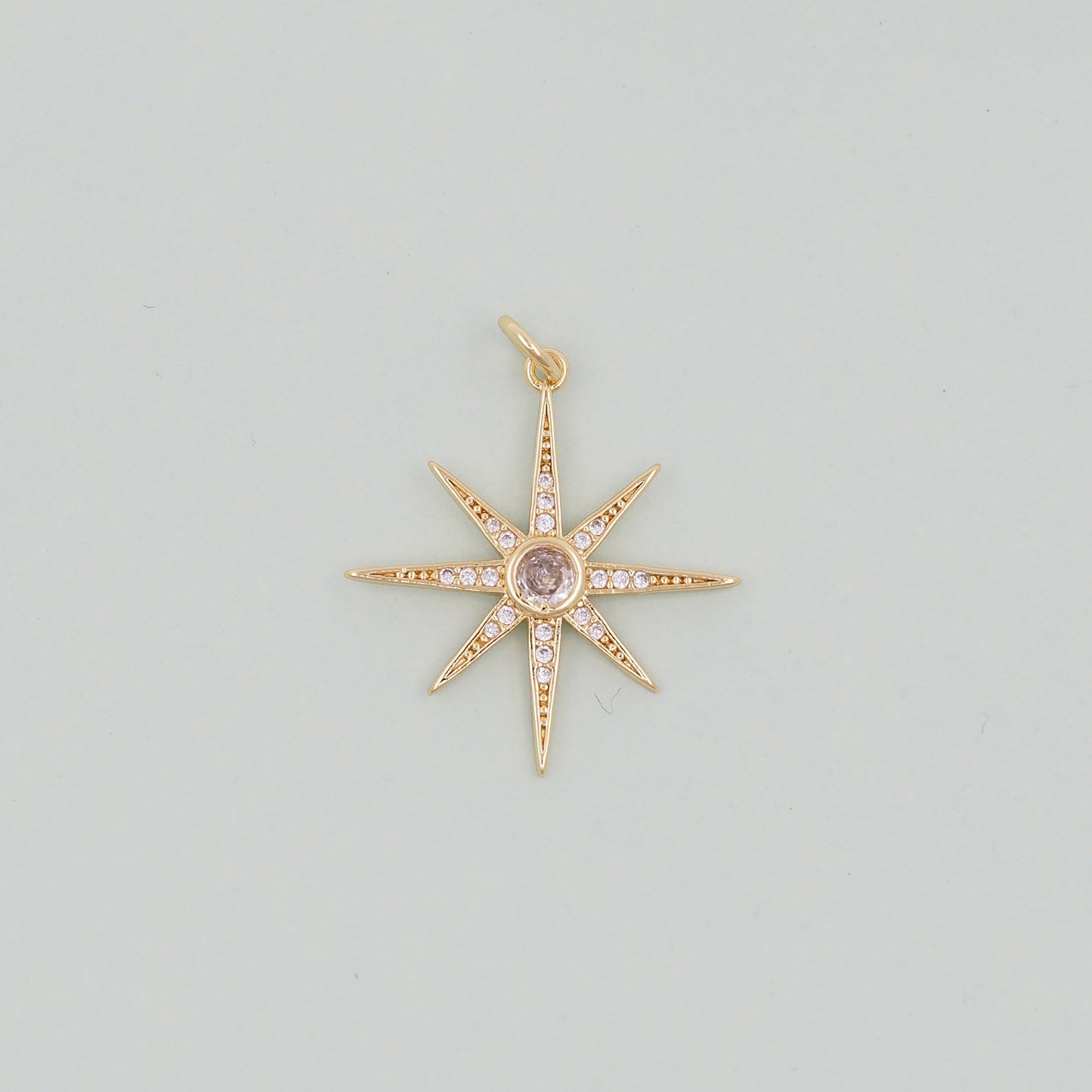 Gold Star Charms,18K Gold Filled Starburst Pendant,North Star Charm Bracelet Necklace for DIY Jewelry Making Supply