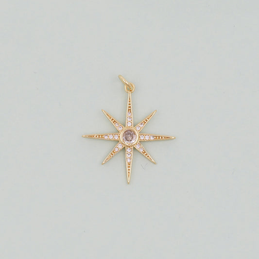 Gold Star Charms,18K Gold Filled Starburst Pendant,North Star Charm Bracelet Necklace for DIY Jewelry Making Supply