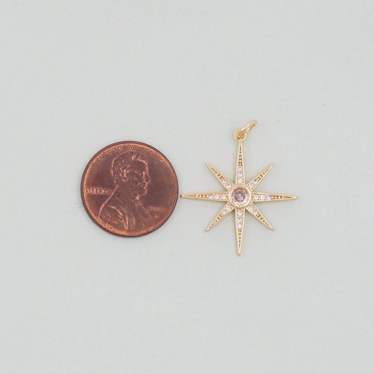 Gold Star Charms,18K Gold Filled Starburst Pendant,North Star Charm Bracelet Necklace for DIY Jewelry Making Supply
