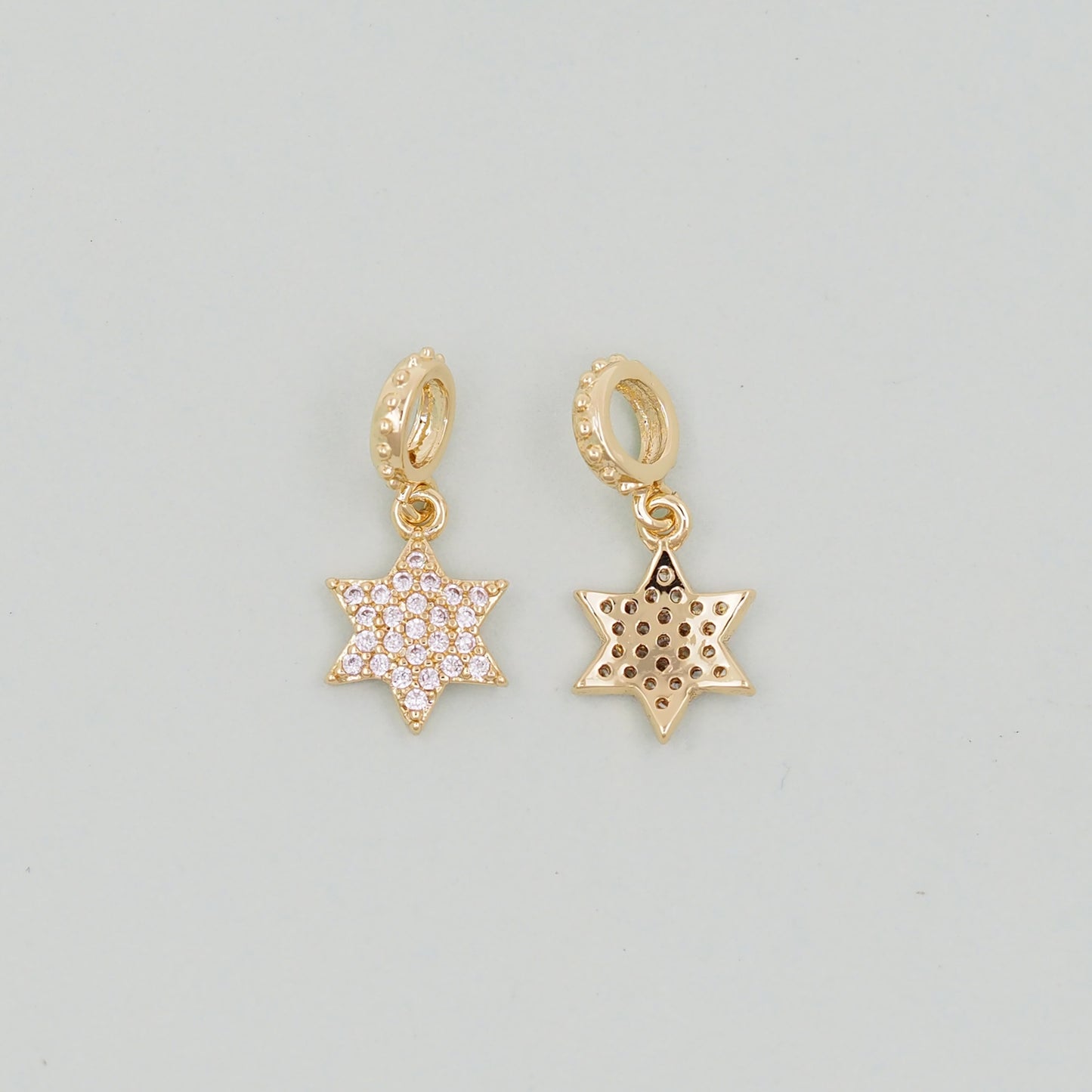 Gold David Star Charms,18K Gold Filled CZ Micro Pave Star Pendant,Silver Star Charm Bracelet Necklace for DIY Jewelry Making Supply