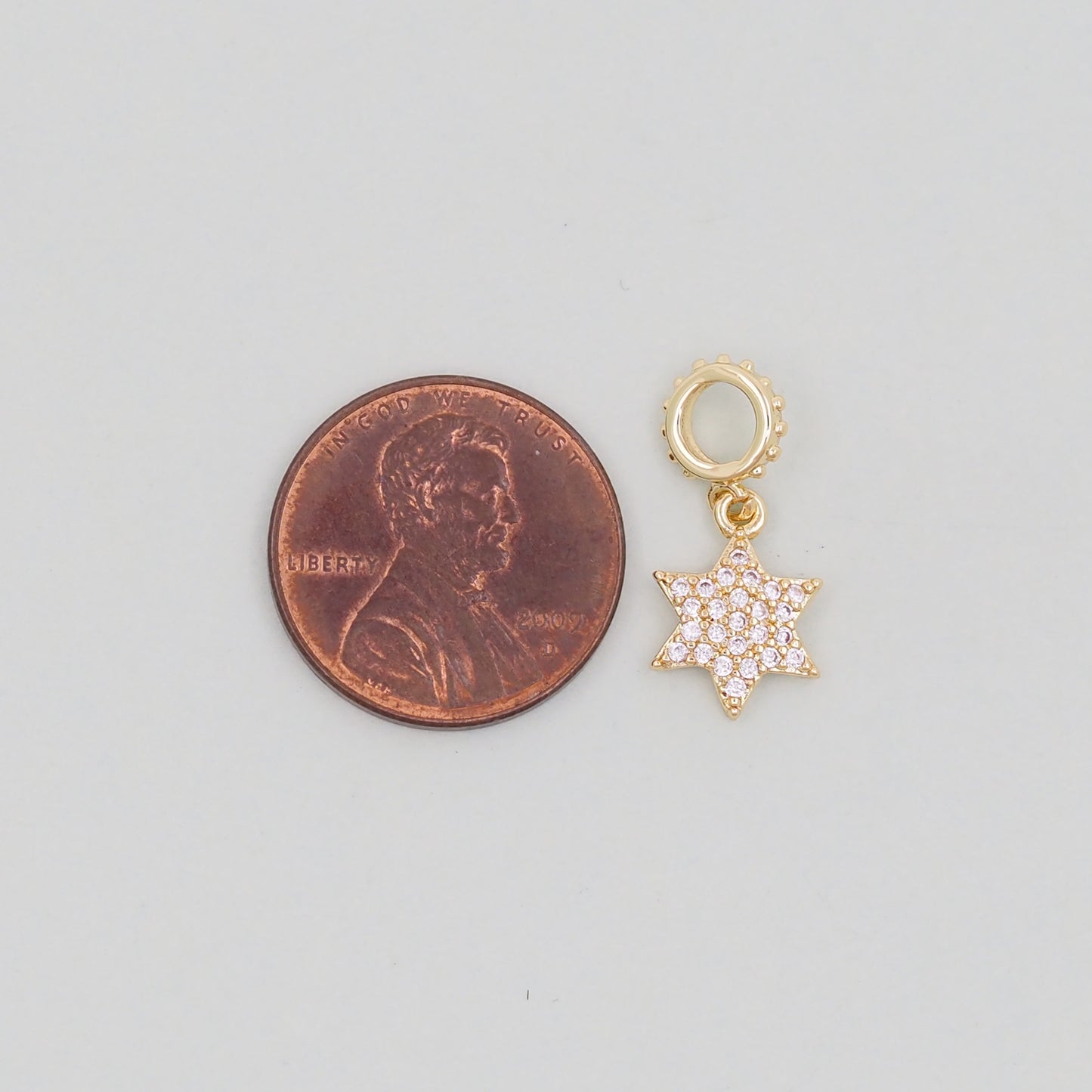 Gold David Star Charms,18K Gold Filled CZ Micro Pave Star Pendant,Silver Star Charm Bracelet Necklace for DIY Jewelry Making Supply