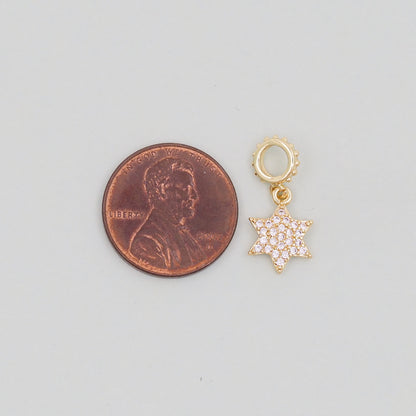 Gold David Star Charms,18K Gold Filled CZ Micro Pave Star Pendant,Silver Star Charm Bracelet Necklace for DIY Jewelry Making Supply