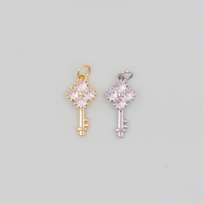 Gold Key Charms,18K Gold Filled Key Pendant,Key Charm Bracelet Necklace for DIY Jewelry Making Supply