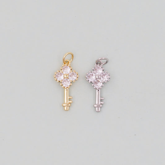Gold Key Charms,18K Gold Filled Key Pendant,Key Charm Bracelet Necklace for DIY Jewelry Making Supply