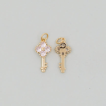 Gold Key Charms,18K Gold Filled Key Pendant,Key Charm Bracelet Necklace for DIY Jewelry Making Supply
