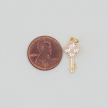 Gold Key Charms,18K Gold Filled Key Pendant,Key Charm Bracelet Necklace for DIY Jewelry Making Supply