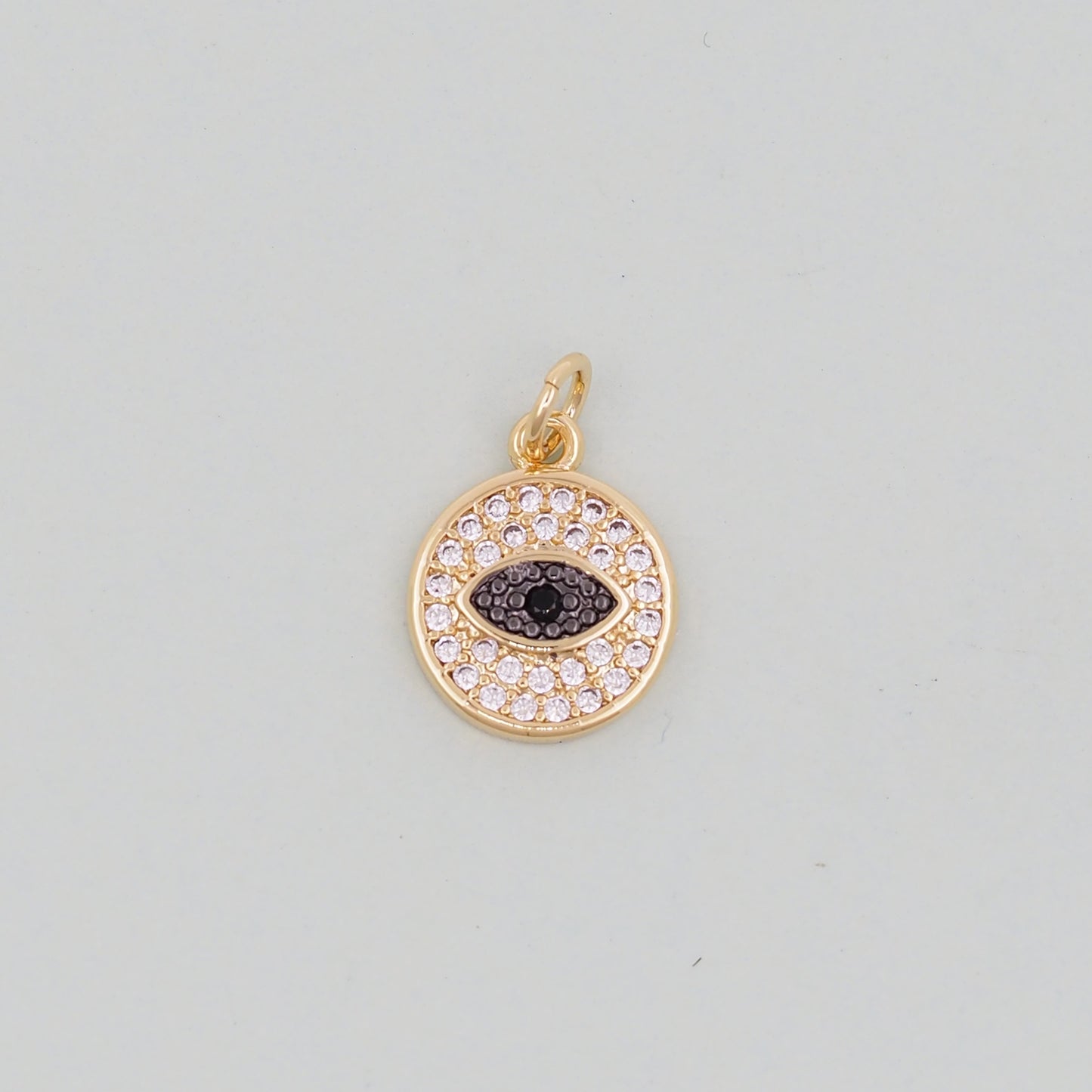 Gold Round Evil Eye Charms,18K Gold Filled Evil Eye Pendant,Evil Eye Charm Bracelet Necklace for DIY Jewelry Making Supply
