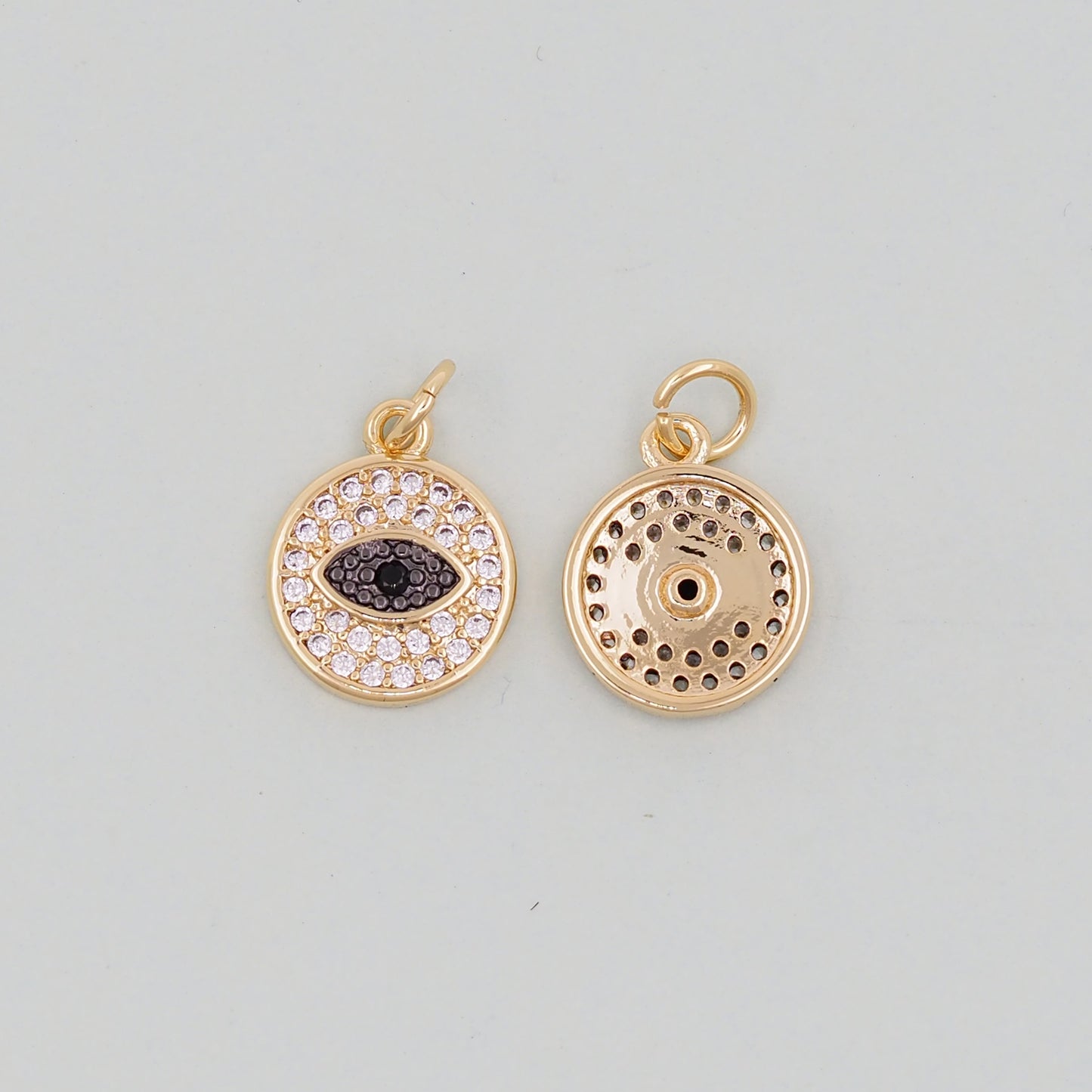 Gold Round Evil Eye Charms,18K Gold Filled Evil Eye Pendant,Evil Eye Charm Bracelet Necklace for DIY Jewelry Making Supply