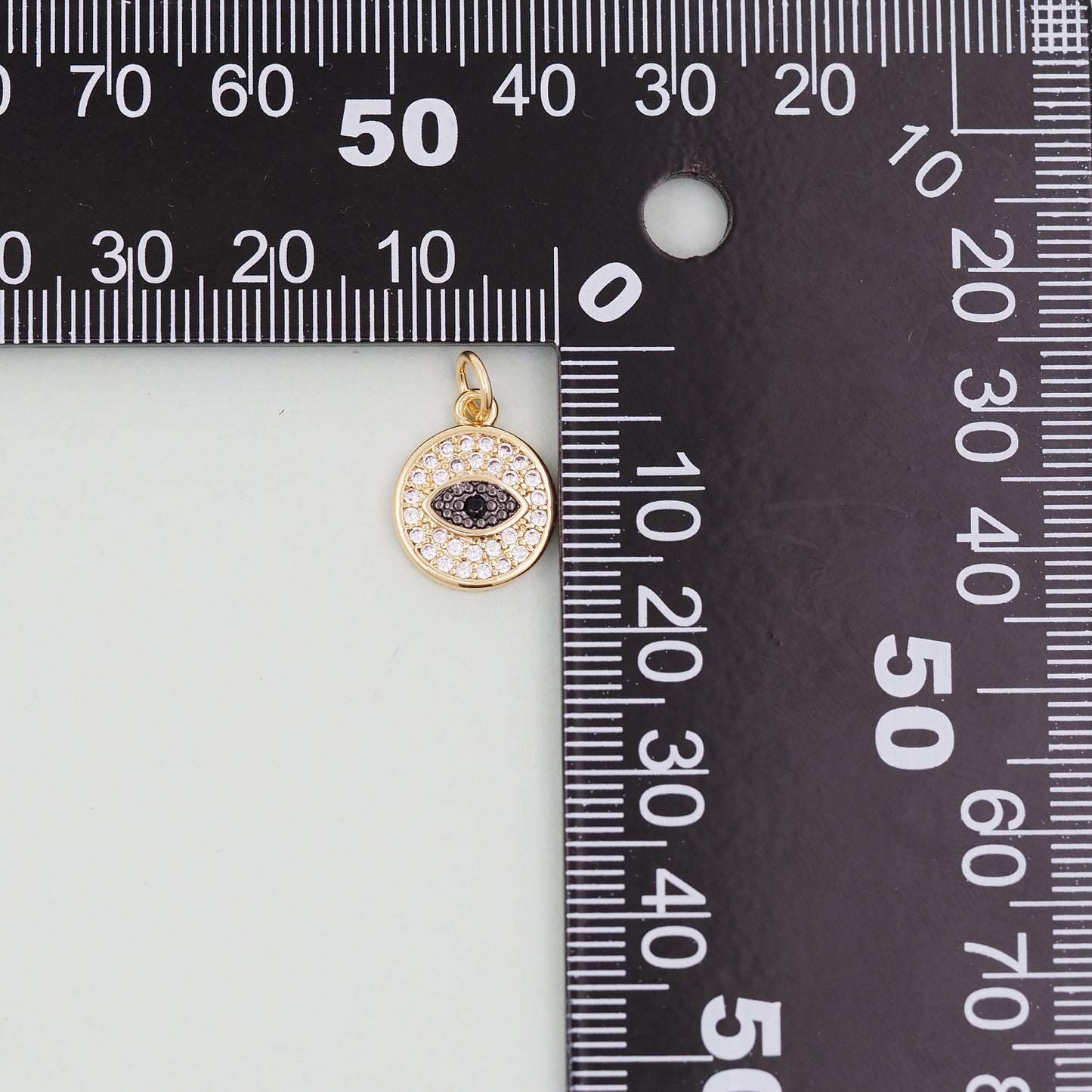 Gold Round Evil Eye Charms,18K Gold Filled Evil Eye Pendant,Evil Eye Charm Bracelet Necklace for DIY Jewelry Making Supply