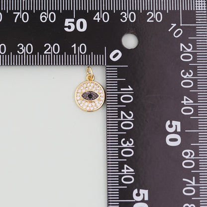 Gold Round Evil Eye Charms,18K Gold Filled Evil Eye Pendant,Evil Eye Charm Bracelet Necklace for DIY Jewelry Making Supply