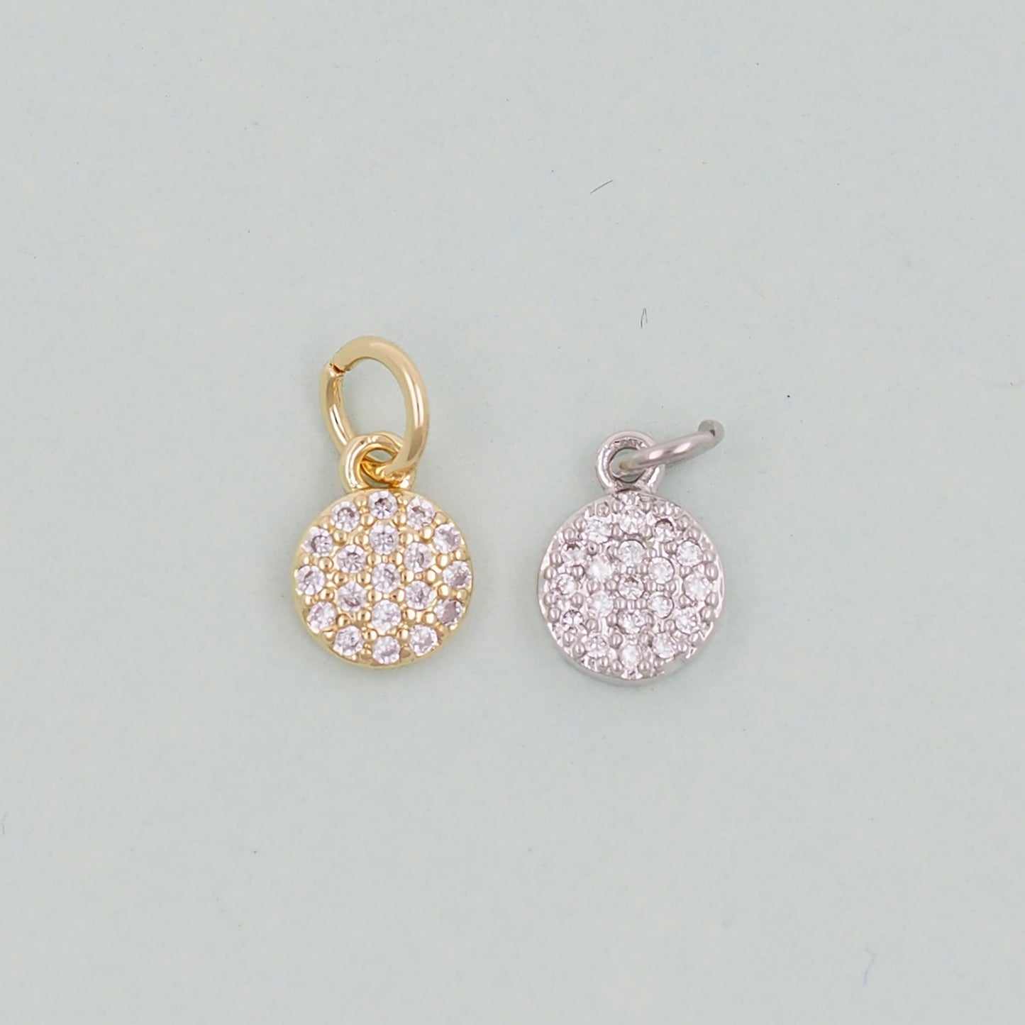Gold Round Charms,18K Gold Filled Round Pendant,Silver geometry Charm Bracelet Necklace for DIY Jewelry Making Supply
