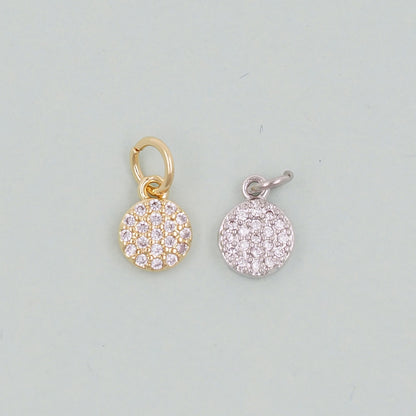 Gold Round Charms,18K Gold Filled Round Pendant,Silver geometry Charm Bracelet Necklace for DIY Jewelry Making Supply