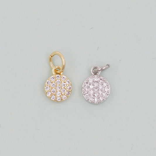 Gold Round Charms,18K Gold Filled Round Pendant,Silver geometry Charm Bracelet Necklace for DIY Jewelry Making Supply