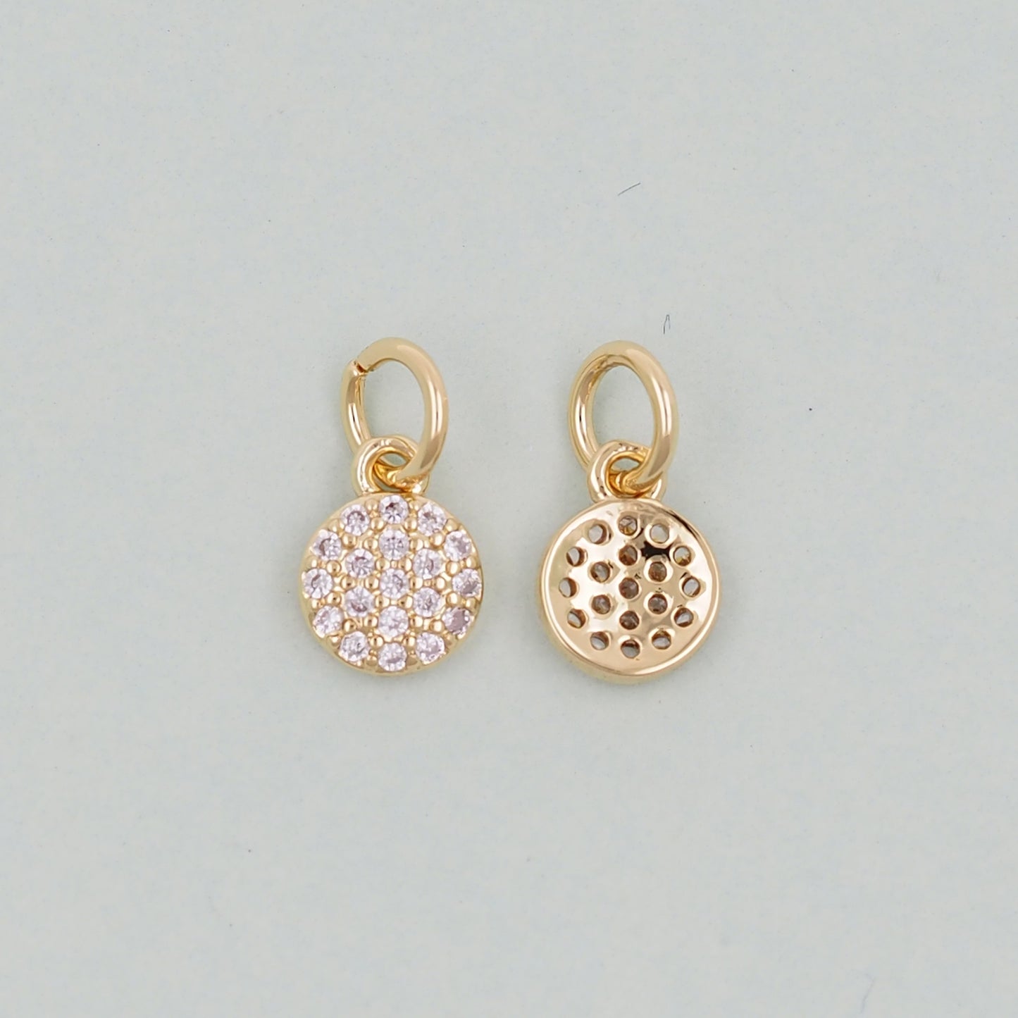 Gold Round Charms,18K Gold Filled Round Pendant,Silver geometry Charm Bracelet Necklace for DIY Jewelry Making Supply