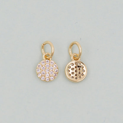 Gold Round Charms,18K Gold Filled Round Pendant,Silver geometry Charm Bracelet Necklace for DIY Jewelry Making Supply