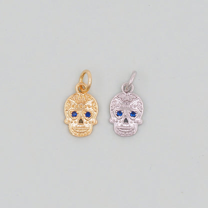 Gold Skull Charms,18K Gold Filled Skull Pendant,Skull Charm Bracelet Necklace for DIY Jewelry Making Supply