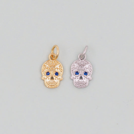 Gold Skull Charms,18K Gold Filled Skull Pendant,Skull Charm Bracelet Necklace for DIY Jewelry Making Supply