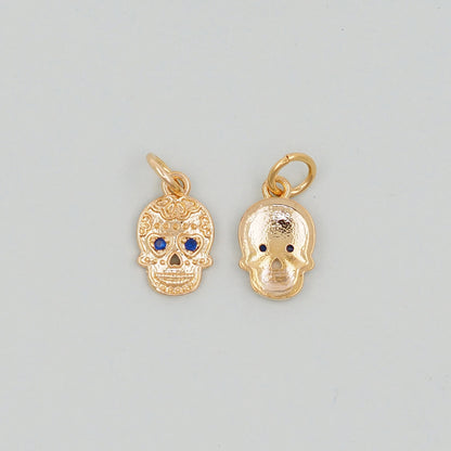 Gold Skull Charms,18K Gold Filled Skull Pendant,Skull Charm Bracelet Necklace for DIY Jewelry Making Supply