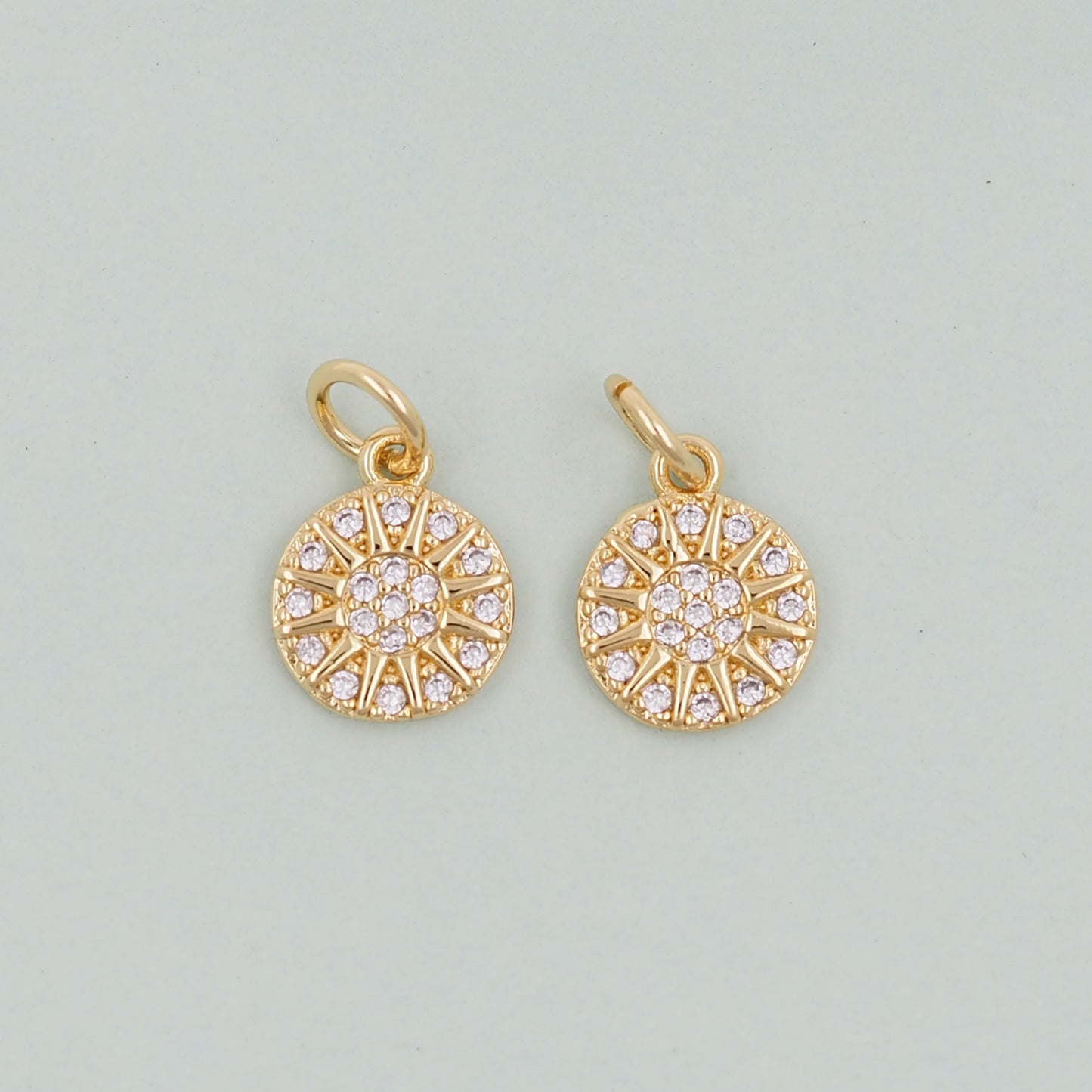 Gold Sun Charms,18K Gold Filled Sun Pendant,celestial Charm Bracelet Necklace for DIY Jewelry Making Supply