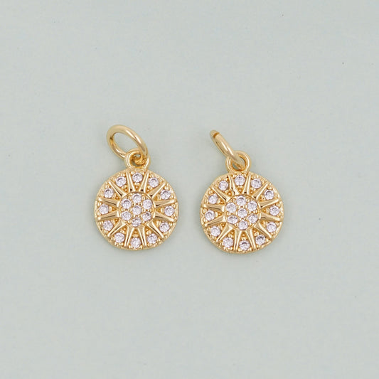 Gold Sun Charms,18K Gold Filled Sun Pendant,celestial Charm Bracelet Necklace for DIY Jewelry Making Supply