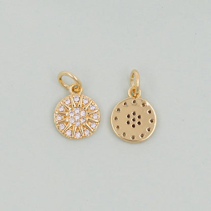 Gold Sun Charms,18K Gold Filled Sun Pendant,celestial Charm Bracelet Necklace for DIY Jewelry Making Supply