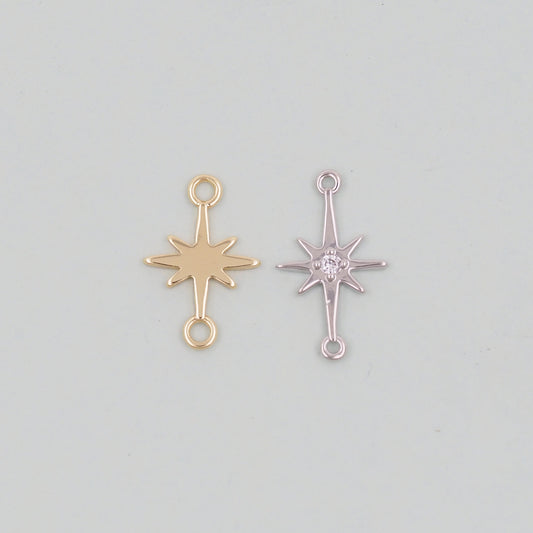 Gold Star Charms,18K Gold Filled Starburst Pendant,North Star Charm Bracelet Necklace for DIY Jewelry Making Supply