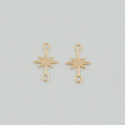 Gold Star Charms,18K Gold Filled Starburst Pendant,North Star Charm Bracelet Necklace for DIY Jewelry Making Supply