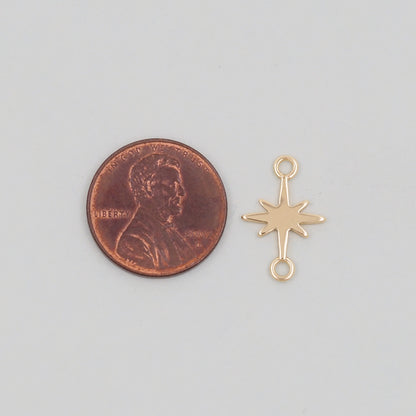 Gold Star Charms,18K Gold Filled Starburst Pendant,North Star Charm Bracelet Necklace for DIY Jewelry Making Supply