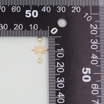 Gold Star Charms,18K Gold Filled Starburst Pendant,North Star Charm Bracelet Necklace for DIY Jewelry Making Supply