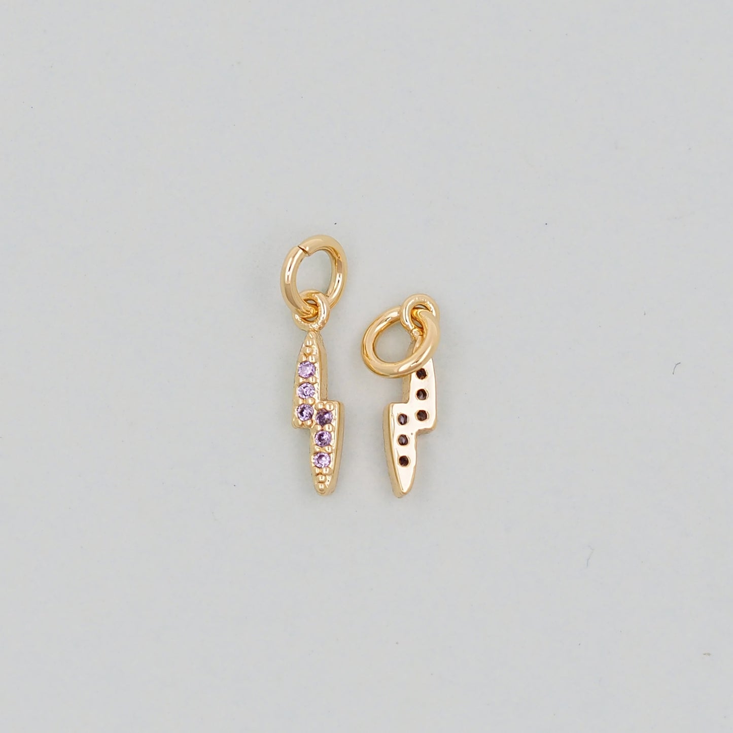 Gold Lightning Charms,18K Gold Filled Tiny Lightning Pendant,Silver Lightning Charm Bracelet Necklace for DIY Jewelry Making Supply