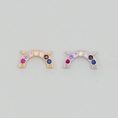 Gold Rainbow Charms,18K Gold Filled CZ rainbow Pendant,Silver rainbow Charm Bracelet Necklace for DIY Jewelry Making Supply