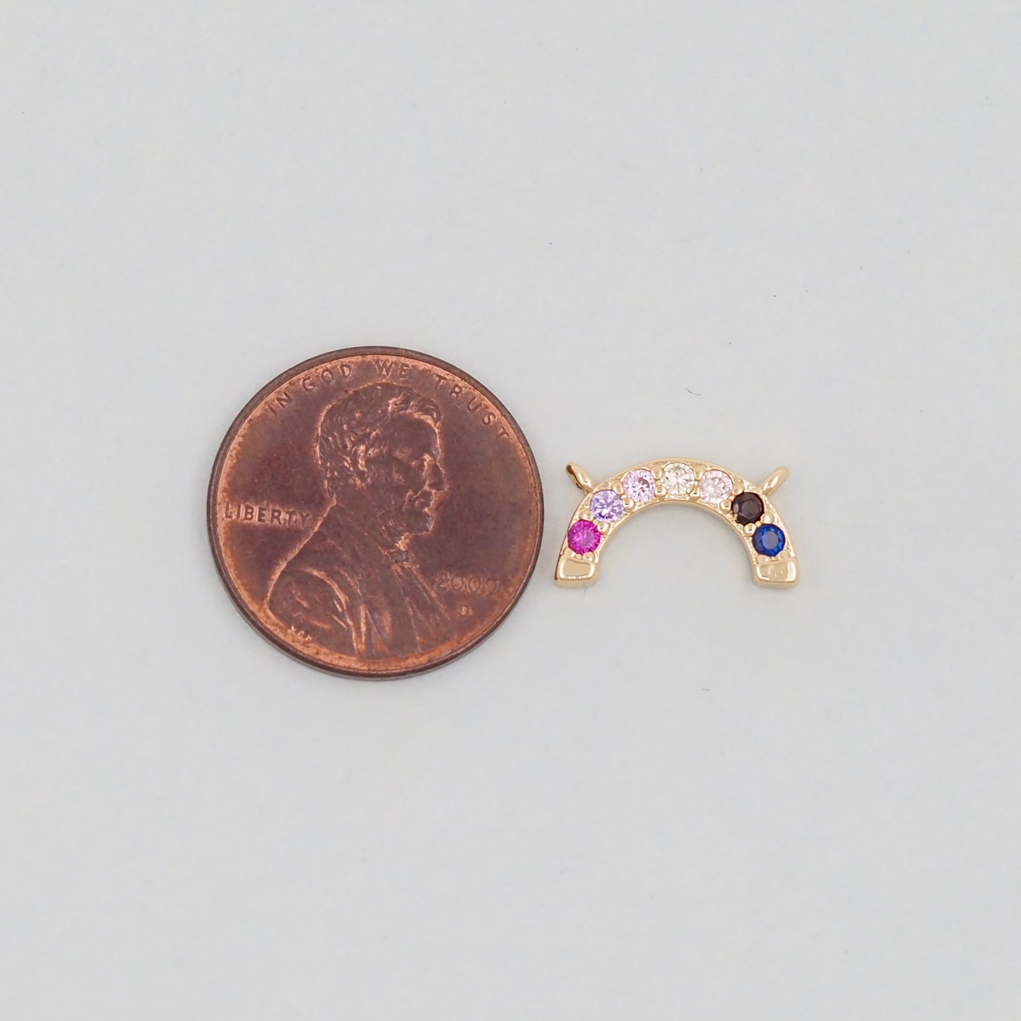 Gold Rainbow Charms,18K Gold Filled CZ rainbow Pendant,Silver rainbow Charm Bracelet Necklace for DIY Jewelry Making Supply
