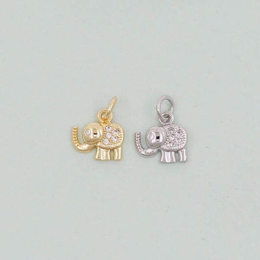 Gold Tiny Elephant Charms,18K Gold Filled CZ Elephant Pendant,Elephant Charm Bracelet Necklace for DIY Jewelry Making Supply