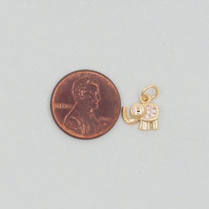 Gold Tiny Elephant Charms,18K Gold Filled CZ Elephant Pendant,Elephant Charm Bracelet Necklace for DIY Jewelry Making Supply