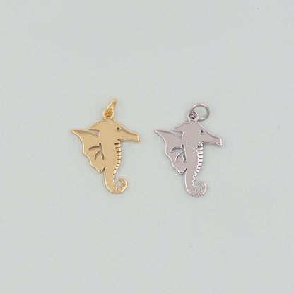 Gold seahorse Charms,18K Gold Filled seahorse Pendant,seahorse Charm Bracelet Necklace for DIY Jewelry Making Supply