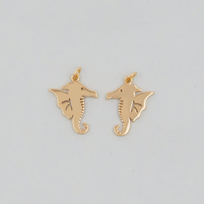 Gold seahorse Charms,18K Gold Filled seahorse Pendant,seahorse Charm Bracelet Necklace for DIY Jewelry Making Supply