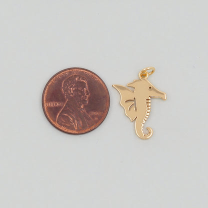 Gold seahorse Charms,18K Gold Filled seahorse Pendant,seahorse Charm Bracelet Necklace for DIY Jewelry Making Supply