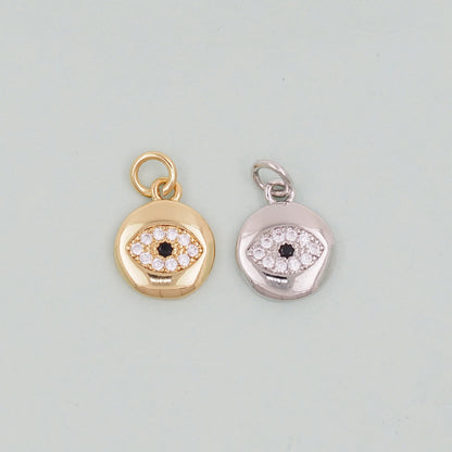 Gold Round Evil Eye Charms,18K Gold Filled Evil Eye Pendant,Evil Eye Charm Bracelet Necklace for DIY Jewelry Making Supply