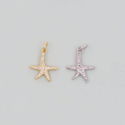Gold Starfish Charms,18K Gold Filled Sea star Pendant,Starfish Charm Bracelet Necklace for DIY Jewelry Making Supply