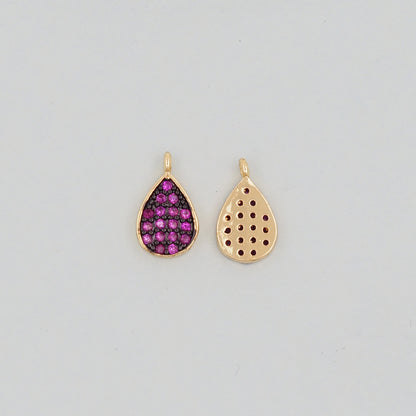 Gold Teardrop Charms,18K Gold Filled teardrop Pendant,CZ Micro Pave teardrop Charm Bracelet Necklace for DIY Jewelry Making Supply