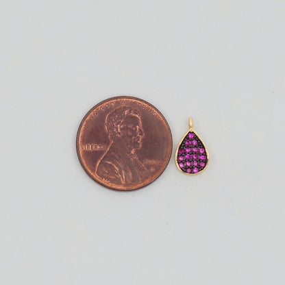Gold Teardrop Charms,18K Gold Filled teardrop Pendant,CZ Micro Pave teardrop Charm Bracelet Necklace for DIY Jewelry Making Supply