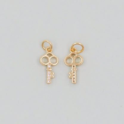 Gold Key Charms,18K Gold Filled Key Pendant,Key Charm Bracelet Necklace for DIY Jewelry Making Supply
