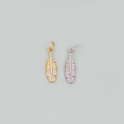 Gold feather Charms,18K Gold Filled feather Pendant,feather Charm Bracelet Necklace for DIY Jewelry Making Supply