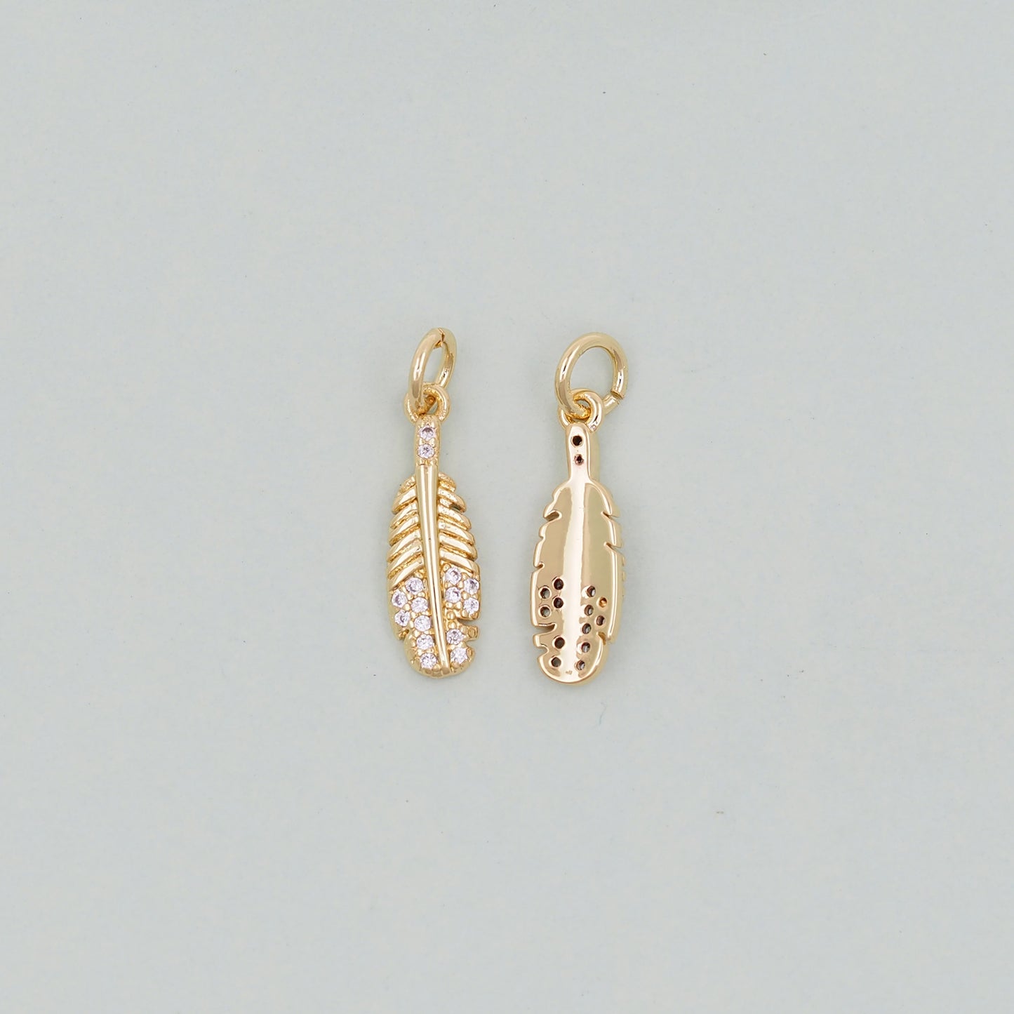 Gold feather Charms,18K Gold Filled feather Pendant,feather Charm Bracelet Necklace for DIY Jewelry Making Supply