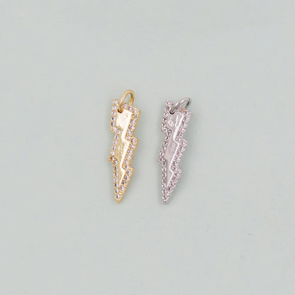 Gold Lightning Charms,18K Gold Filled Tiny Lightning Pendant,Silver Lightning Charm Bracelet Necklace for DIY Jewelry Making Supply