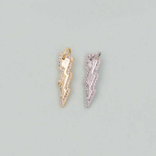 Gold Lightning Charms,18K Gold Filled Tiny Lightning Pendant,Silver Lightning Charm Bracelet Necklace for DIY Jewelry Making Supply