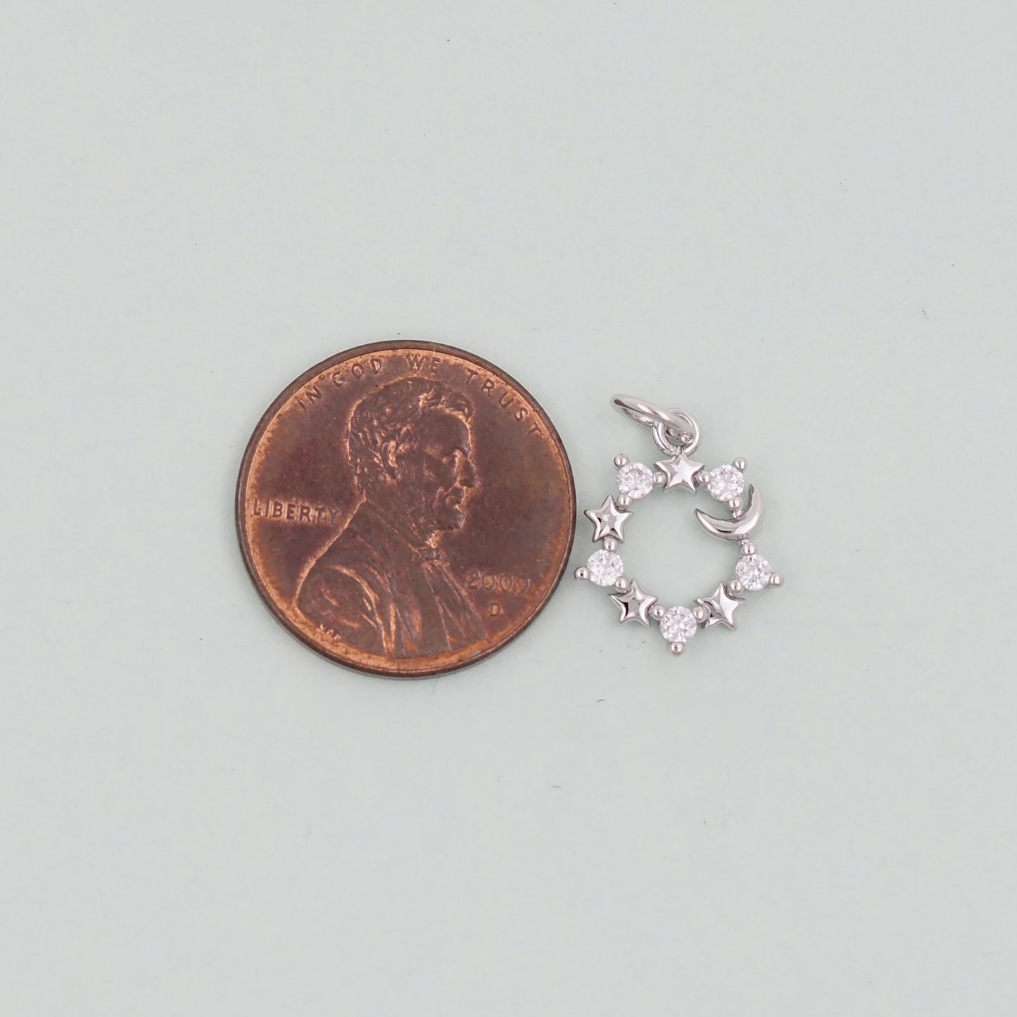 Gold Moon Star Charms,18K Gold Filled CZ Moon Pendant,Celestial Charm Bracelet Necklace for DIY Jewelry Making Supply